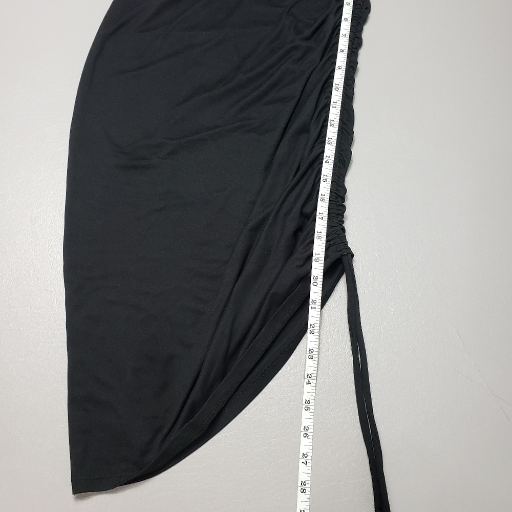 almost famous solid black ruched side skirt women's size small - Picture 8 of 9